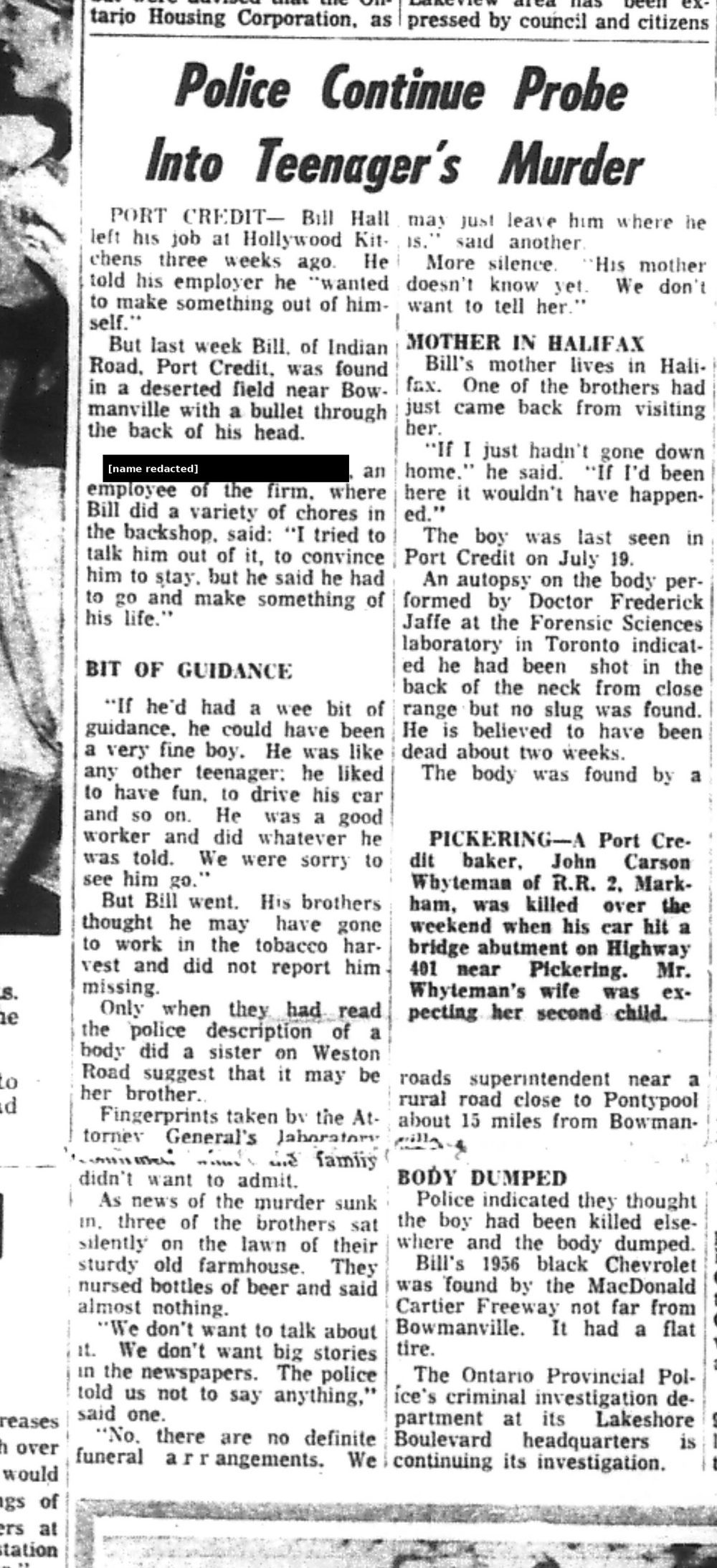 The Weekly, August 9, 1967: Police Continue Probe Into Teenager’s Murder